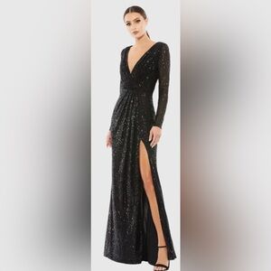 Sexy All Sequin Long Sleeve Evening Gown